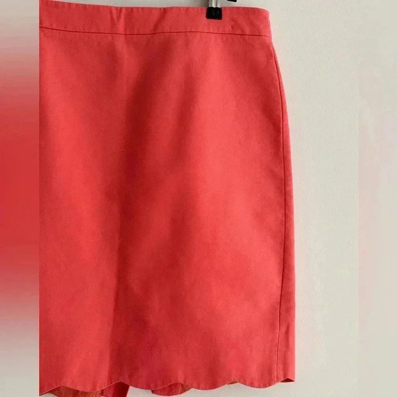 J. By J. Crew Coral/Salmon Solid Pencil Skirt with Scalloped Hem, Size 4 - Picture 7 of 16